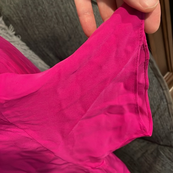 CHRISTINE ALCALAY 100%Silk Loose Fit Pink/Fuchsia Short Sleeve Blouse Size Small - Picture 4 of 8